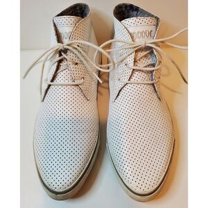 Schmoove Men's Leather Union Desert Hi Top Sneakers White Leaf VERY RARE NICE!